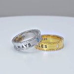 Personalised Geometric Birthstone Design Ring Dainty Jewellery with Engraved Text Daily Wear Birthday Gift for Women Men