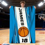 Personalized Sportball Soft Throw Blanket with Name and Number Home Bedroom Decor Birthday Gift for Sport Lovers
