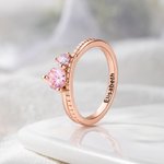 Personalized Twin Stars Birthstone Ring with Engraved Name Minimalist Jewellery Christmas Birthday Gift for Women