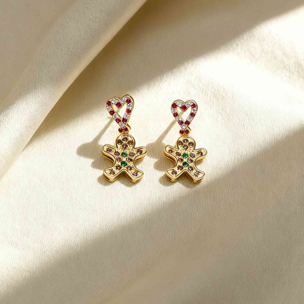 Personalizado Gingerbread Man Birthstones Stud Earrings Christmas Birthday Anniversary Gift for Woman