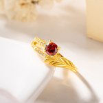 Anillo personalizado de plumas de piedra de nacimiento con texto Joyería delicada Uso diario Cumpleaños Aniversario Regalo para Niña Novia Mujer
