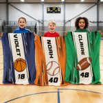Personalized Sportball Soft Throw Blanket with Name and Number Home Bedroom Decor Birthday Gift for Sport Lovers