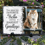 Gepersonaliseerde You Were My Favorite Hello huisdier gedenkteken foto tuin steen met naam binnenplaats Keepsake geschenk voor huisdiereigenaren tuinieren liefhebbers