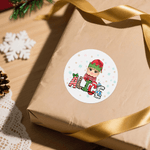Personalized Cartoon Character Christmas Hat Waterproof Stickers with Name Christmas Festival Party Gift for Boys Girls