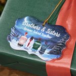 Ornamento personalizzato in ceramica di forma irregolare con 2-9 nomi per fratello e sorella, per sempre legati insieme, regalo di Natale in memoria della famiglia