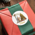 Gepersonaliseerde Gouden Rendier Kerstboom Waterdichte Stickers met Initiaal en Naam Cadeauversiering en Kerstfeestjes voor Familie en Kinderen