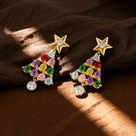 Personalizada Piedra de Nacimiento del Árbol de Navidad Pendientes Dainty Joyería Cumpleaños Aniversario Regalo de Navidad para las mujeres