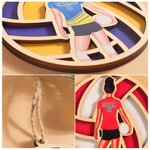 Personalized Volleyball Cartoon Athlete Wooden Ornament with Name and Number Sports Spirit Team Birthday Gift for Volleyball Players Lovers