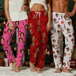 Personalised Face Photo Soft Skin-Friendly Pyjama Pants with Name and Drawstring Waistband Halloween Christmas Birthday Gift for Family Friends