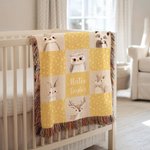 Couverture à pompons personnalisée avec le nom de l'enfant Cadeau d'anniversaire pour les enfants Famille