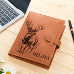 Personalisierte Ente Hirsch Name PU Leder A5 Notebook Cover mit Aufbewahrungstasche Geburtstag Weihnachten Geschenk für Familie Freunde christliche Gläubige
