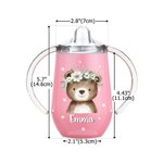 Spersonalizowany termiczny kubek niekapek z imieniem i uchwytem Cute Wreath Animal Pattern 10 oz Baby Shower Birthday Gift dla dzieci
