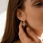 Personalizada Piedra de Nacimiento del Árbol de Navidad Pendientes Dainty Joyería Cumpleaños Aniversario Regalo de Navidad para las mujeres