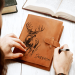 Personalisierte Ente Hirsch Name PU Leder A5 Notebook Cover mit Aufbewahrungstasche Geburtstag Weihnachten Geschenk für Familie Freunde christliche Gläubige