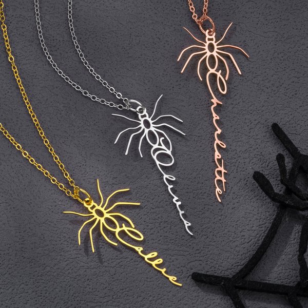 Personalized Spider Name Necklace Dainty Jewelry Daily Wear Anniversary Birthday Gift for Women Girls