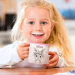 Personalized Cartoon Wreath Deer Bear Animals 12 oz Colored Rim Enamel Mug with Name Daily Use Christmas Birthday Gift for Boys and Girls