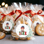 Personalized Cartoon Character Christmas Hat Waterproof Stickers with Name Christmas Festival Party Gift for Boys Girls