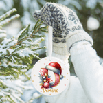 Personalised Santa Hat Initial Ceramic Christmas Ornament with Name Home Decor Christmas Gift for Family Friends