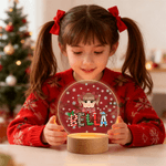 Henkilökohtainen joulu sarjakuvahahmo Kid akryyli LED yövalo nimi ja puinen pohja Home Decor joululahja pojille tytöille