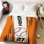 Personalized Sportball Soft Throw Blanket with Name and Number Home Bedroom Decor Birthday Gift for Sport Lovers