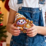 Adorno navideño personalizado plano muñeco de nieve multicolor con nombre y bola de Navidad regalo para familia y amigos