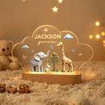 Luce notturna personalizzata a LED in acrilico con testo del nome e base in legno, decorazione per l'asilo nido e regalo di compleanno per bambini.