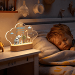 Gepersonaliseerd Schattig Olifant Konijn Giraf Wolk Stijl Acryl LED Nachtlampje met Naam Tekst en Houten Base Nursery Decor Verjaardagscadeau voor kinderen