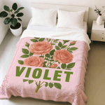 Personalized Multicolor Birth Flower Throw Blanket with Name Christmas Birthday Gift for Sisters Bridesmaids Mom Grandmom