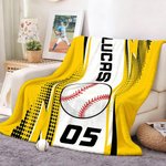 Personalized Sportball Soft Throw Blanket with Name and Number Home Bedroom Decor Birthday Gift for Sport Lovers