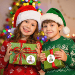 Personalized Cartoon Character Christmas Hat Waterproof Stickers with Name Christmas Festival Party Gift for Boys Girls