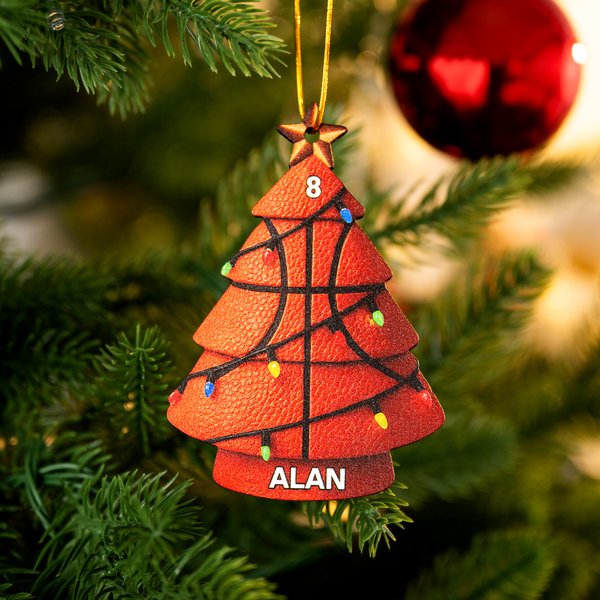Personalized Colorful Lights Christmas Tree Ball Sports Ornament with Name and Number Home Tree Decor Christmas Gift for Friends Sports Lovers