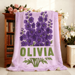 Personalized Multicolor Birth Flower Throw Blanket with Name Christmas Birthday Gift for Sisters Bridesmaids Mom Grandmom
