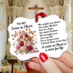 Spersonalizowany Krzyż Kwiatowy Nieregularny Ceramiczny Ornament z Imieniem Pobożna Wiara Urodziny Boże Narodzenie Chrzest Prezent dla Siostry Chrześcijanki