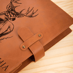 Personalisierte Ente Hirsch Name PU Leder A5 Notebook Cover mit Aufbewahrungstasche Geburtstag Weihnachten Geschenk für Familie Freunde christliche Gläubige
