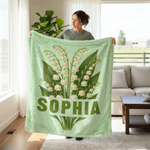 Personalized Multicolor Birth Flower Throw Blanket with Name Christmas Birthday Gift for Sisters Bridesmaids Mom Grandmom