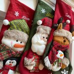 Gepersonaliseerde 3D Kerstsok met Sneeuwman Kerstman en Rendier met Naam Kerstdecoratie voor Thuis Verjaardagscadeau voor Vrienden en Familie