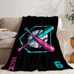 Personalized Ice Cream Drip Baseball Soft Throw Blanket with Name and Number Christmas Birthday Gift for Coaches Baseball Players