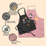 Tablier de Cuisine Personnalisé avec Fleur de Naissance Personnage Cartoon et Nom Cadeau d’Anniversaire pour Enfants et Famille