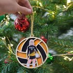 Personalized Volleyball Cartoon Athlete Wooden Ornament with Name and Number Sports Spirit Team Birthday Gift for Volleyball Players Lovers