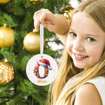 Personalised Santa Hat Initial Ceramic Christmas Ornament with Name Home Decor Christmas Gift for Family Friends