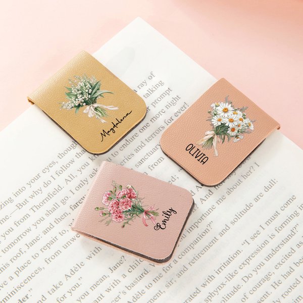 Personalisiertes Magnetisches Lesezeichen mit Botanischer Geburtsblumen Illustration und Namen Geburtstag Weihnachten Geschenk für Buchliebhaber