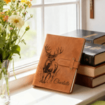 Personalisierte Ente Hirsch Name PU Leder A5 Notebook Cover mit Aufbewahrungstasche Geburtstag Weihnachten Geschenk für Familie Freunde christliche Gläubige