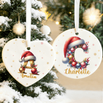 Personlig Santa Hat Initial keramisk julprydnad med namn heminredning julklapp för familj vänner
