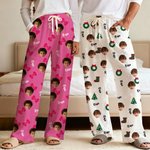 Personalised Face Photo Soft Skin-Friendly Pyjama Pants with Name and Drawstring Waistband Halloween Christmas Birthday Gift for Family Friends