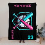 Personalized Ice Cream Drip Baseball Soft Throw Blanket with Name and Number Christmas Birthday Gift for Coaches Baseball Players