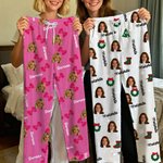 Personalised Face Photo Soft Skin-Friendly Pyjama Pants with Name and Drawstring Waistband Halloween Christmas Birthday Gift for Family Friends