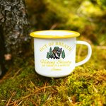 Personalisierte außer Atem Wandern Gesellschaft Waschbär 12 oz Emaille Becher mit Namen Wandern Outdoor-Aktivität Geschenk für Naturliebhaber Abenteuer
