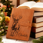 Personalisierte Ente Hirsch Name PU Leder A5 Notebook Cover mit Aufbewahrungstasche Geburtstag Weihnachten Geschenk für Familie Freunde christliche Gläubige
