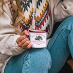 Personalisierte außer Atem Wandern Gesellschaft Waschbär 12 oz Emaille Becher mit Namen Wandern Outdoor-Aktivität Geschenk für Naturliebhaber Abenteuer