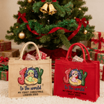 Spersonalizowana torba na zakupy Joy To the World My First Christmas Cartoon Baby Design Duża jutowa torba na zakupy z tekstem Prezent świąteczny dla rodziny Noworodek